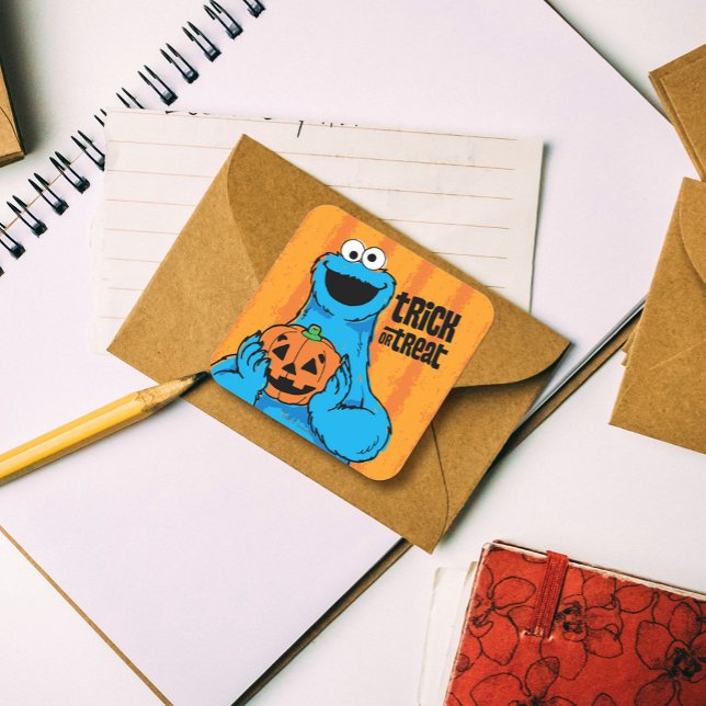 Adesivo Quadrado Monstro De Cookies - Truque Ou Tratar (Sticker on envelope)