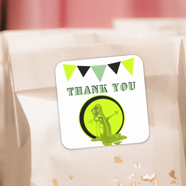 Adesivo Quadrado Monstro de lodo assustador Obrigado Aniversário do (Criador carregado)