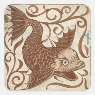 Adesivo Quadrado Monstro de mar (w/c no papel)