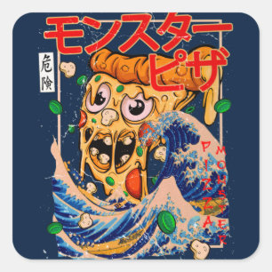 Adesivo Quadrado Monstro de Pizza Gigante em Kanagawa 