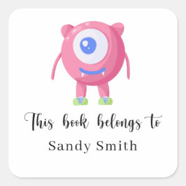 Adesivo Quadrado Monstro - Este livro pertence a