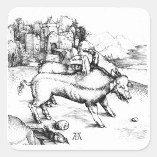 Adesivo Quadrado Monstrous Pig