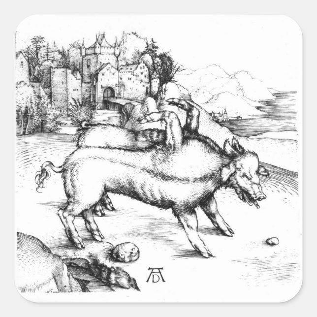 Adesivo Quadrado Monstrous Pig (Frente)