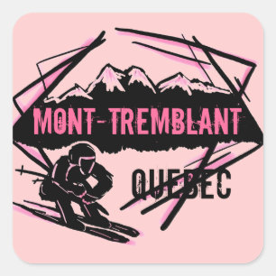 Adesivo Quadrado Mont Tremblant Quebec, colantes cor-de-rosa