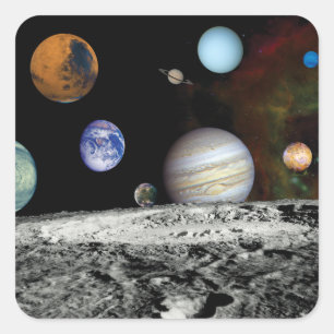 Adesivo Quadrado Montagem de Imagens do Sistema Solar da Voyager Fo