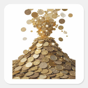 Adesivo Quadrado Montanha de Ouro Prata Resfriada Desenho de Decalq