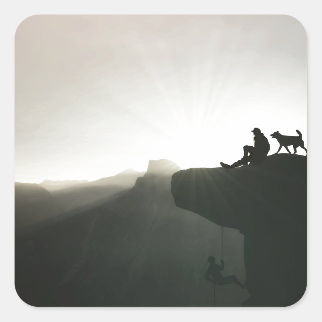 Adesivo Quadrado Montanha escalada Motivação e humor Yosemite (Frente)