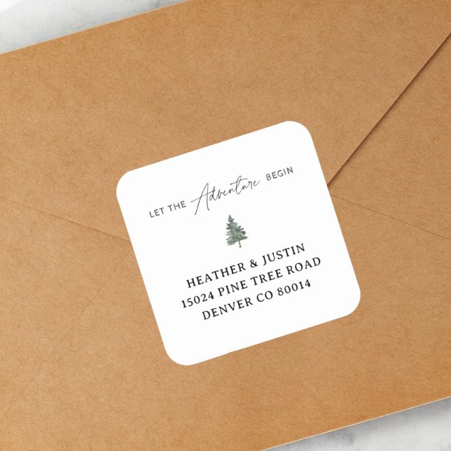 Adesivo Quadrado Montanha Que A Aventura Comece A Devolver Endereço (Criador carregado)