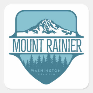 Adesivo Quadrado Montanha Rainier Washington Desenho de crista de m