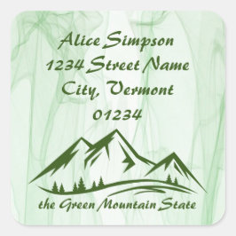 Adesivo Quadrado Montanha, Vermont Return Address Labels
