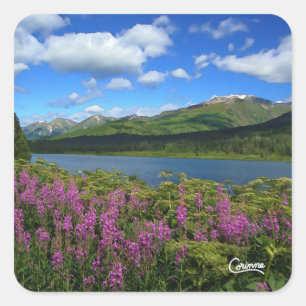Adesivo Quadrado Montanhas Chugach - Autocolantes