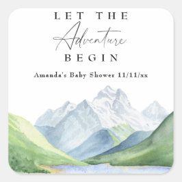 Adesivo Quadrado Montanhas de aquarela - Que comece a aventura
