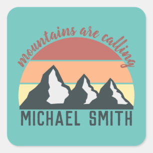 Adesivo Quadrado Montanhas em tons pastel vintage estão chamando mo