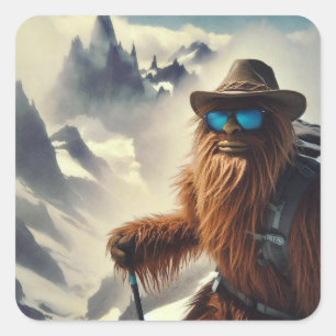 Adesivo Quadrado Montanhas Sasquatch Hiking