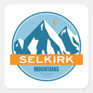 Adesivo Quadrado Montanhas Selkirk Columbia Britânica Estrelas Lua