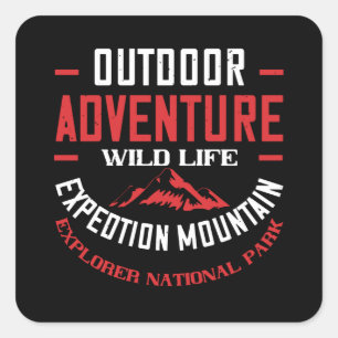 Adesivo Quadrado Montanhas - Vida Selvagem de Aventura Exterior