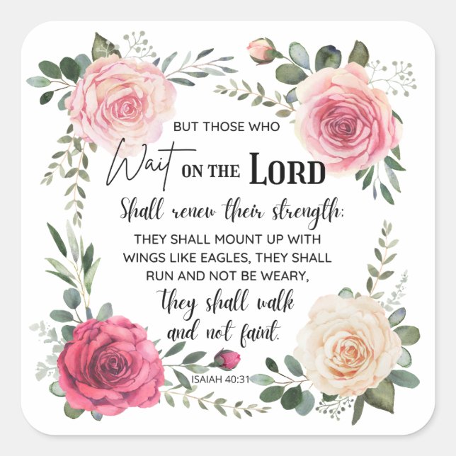 Adesivo Quadrado Monte Com A Ala Como Eagles Isaiah 40:31 (Frente)