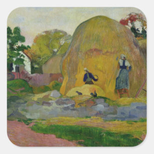 Adesivo Quadrado Monte de feno amarelos de Paul Gauguin  , ou
