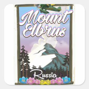Adesivo Quadrado Monte Elbrus, poster de viagens russo