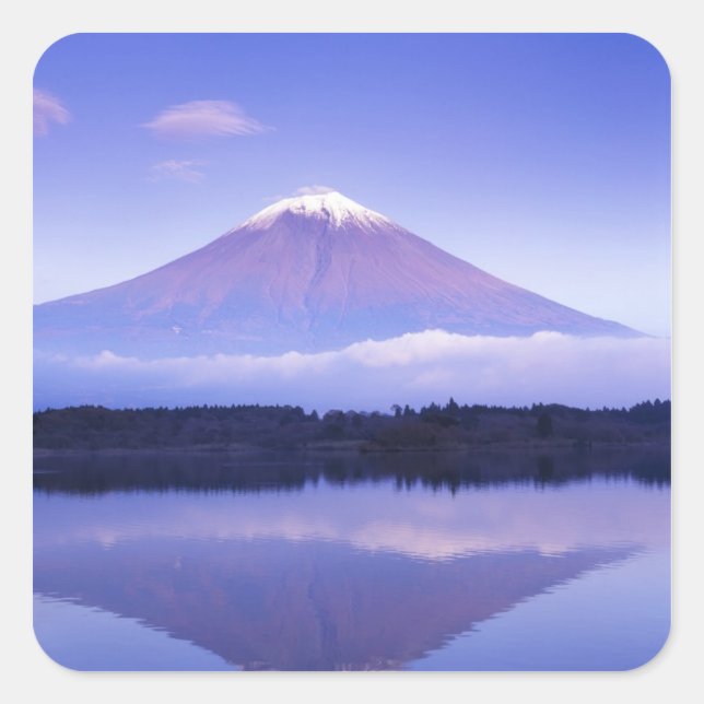 Adesivo Quadrado Monte Fuji com Nuvem Lenticular, Lago Motosu, (Frente)