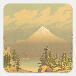 Adesivo Quadrado Monte Hood Oregon Vintage Landscape