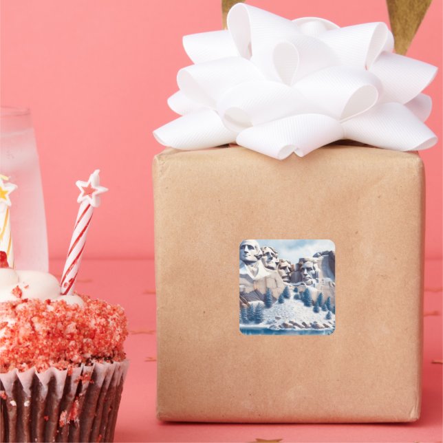 Adesivo Quadrado Monte Rushmore Snow Natal (Festa)