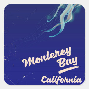 Adesivo Quadrado Monterey Bay Califórnia Jelly viagem vintage
