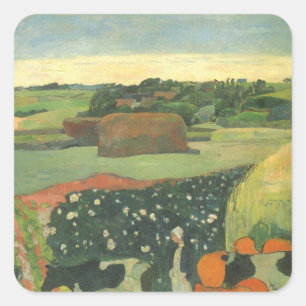 Adesivo Quadrado Montes de Feno na Bretanha por Paul Gauguin, Arte 