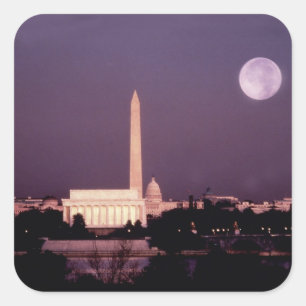 Adesivo Quadrado Monumento de Washington, o Capitólio e Jefferson
