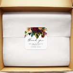 Adesivo Quadrado Moody Floral Burgundy Wedding<br><div class="desc">#zazzlemade</div>