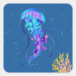 Adesivo Quadrado Moody Jellyfish Underwater