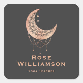 Adesivo Quadrado Moon Business do Crescente Dourado Celestial