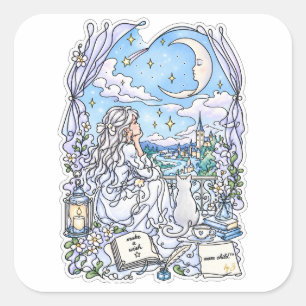 Adesivo Quadrado Moon Child™ Personagem Original Celestial Adesiv