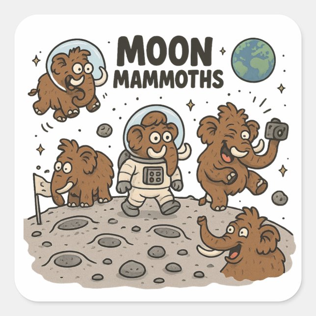 Adesivo Quadrado MOON MAMMOTHS é engraçado (Frente)