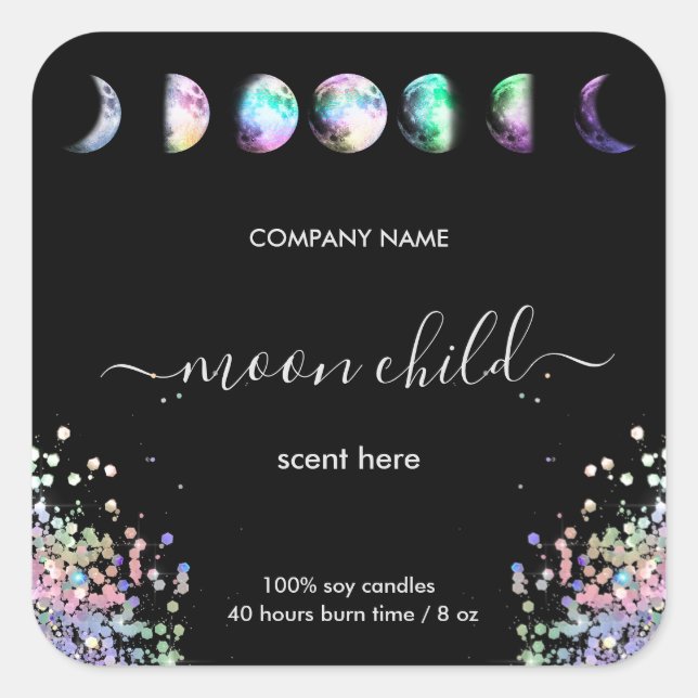 Adesivo Quadrado Moon Mystic Intense Cristal Celestial do rótulo do (Frente)