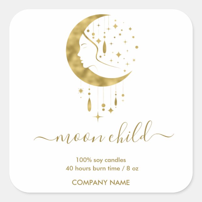 Adesivo Quadrado Moon Mystic Witchy Celestial (Frente)