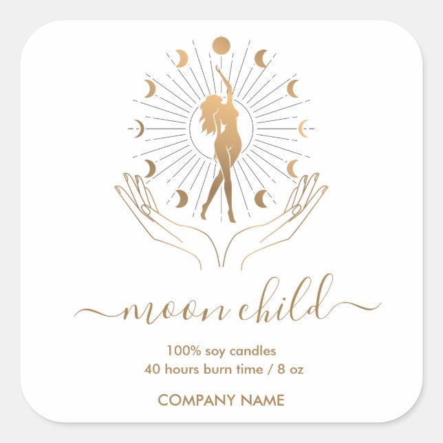 Adesivo Quadrado Moon Mystic Witchy Willow Candle Sq (Frente)