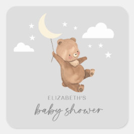 Adesivo Quadrado Moon Stars Bear Chá de fraldas