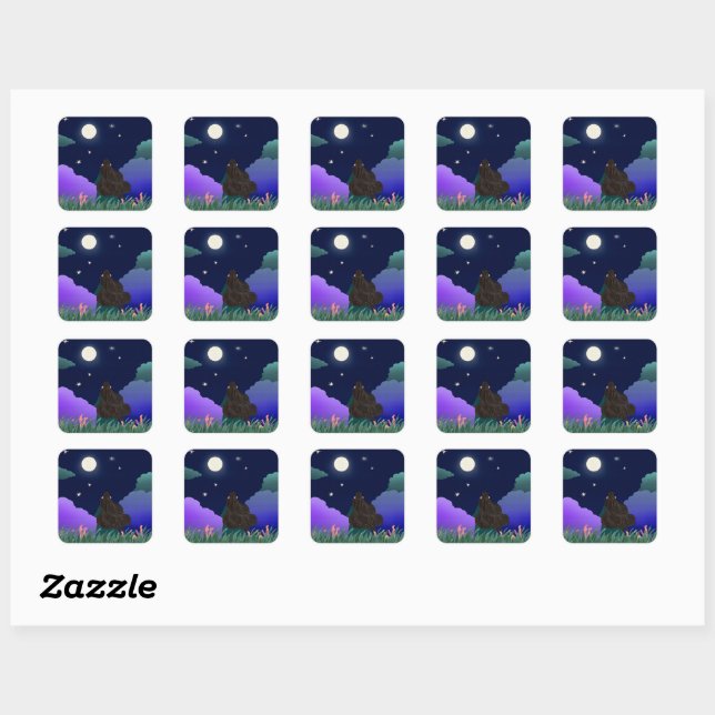 Adesivo Quadrado Moonlit Dreamer Girl Square Sticker  (Folha)