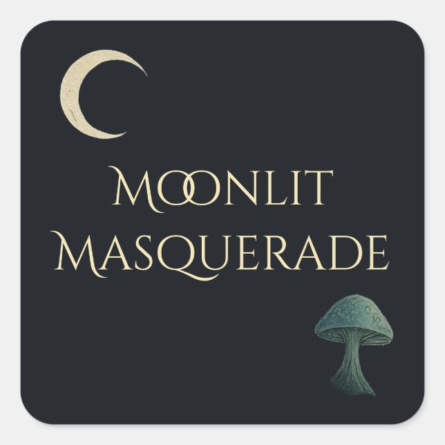 Adesivo Quadrado Moonlit Masquerade Elegant Halloween Sticker (Frente)