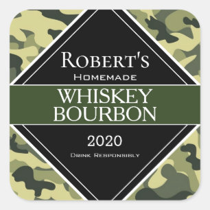Adesivo Quadrado Moonshine de Camuflagem Personalizada/Rótulo Whisk