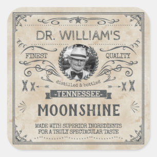 Adesivo Quadrado Moonshine Vintage Remédio Caseiro de Hillbilly Fab