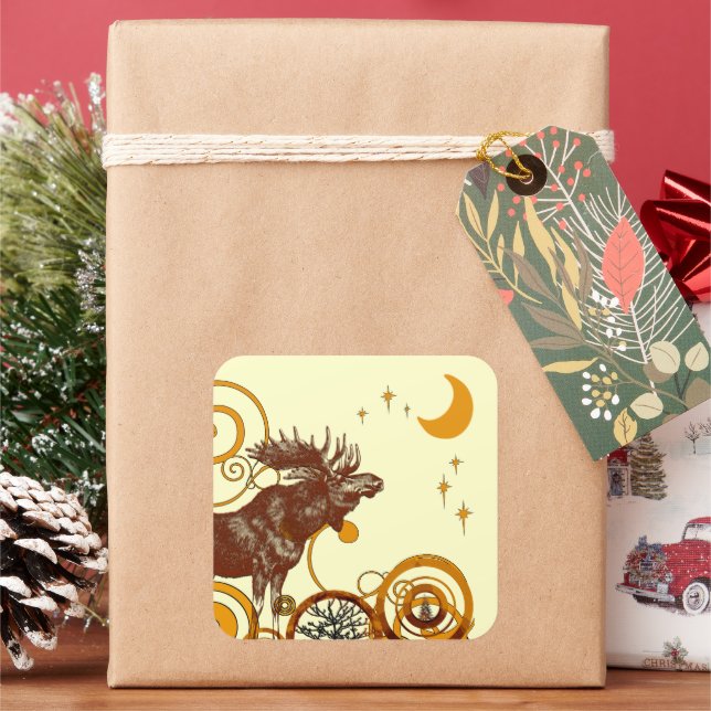 Adesivo Quadrado Moose Christmas (Feriado)