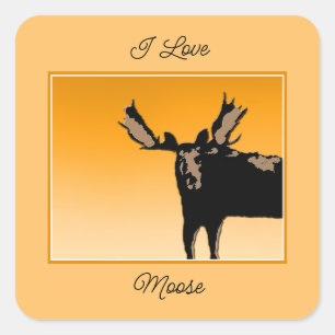 Adesivo Quadrado Moose no Sunset - Arte original sobre a vida selva
