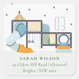 Adesivo Quadrado Morada de Crianças da Selva Selvagem no Interior d