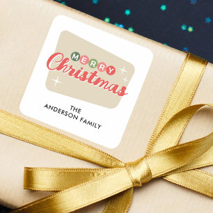 Adesivo Quadrado Morada de Regresso de Natal Moderno do século Médi