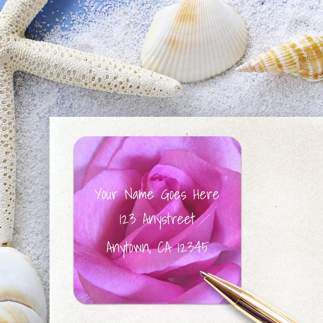 Adesivo Quadrado Morada de retorno elegante de rosa rosa rosa rosa  (Criador carregado)