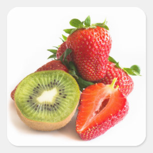 Adesivo Quadrado Morango e kiwi