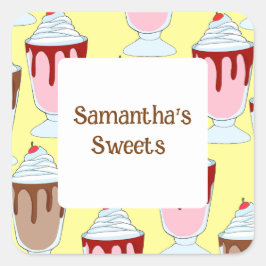 Adesivo Quadrado Morango E Sorvetes De Chocolate