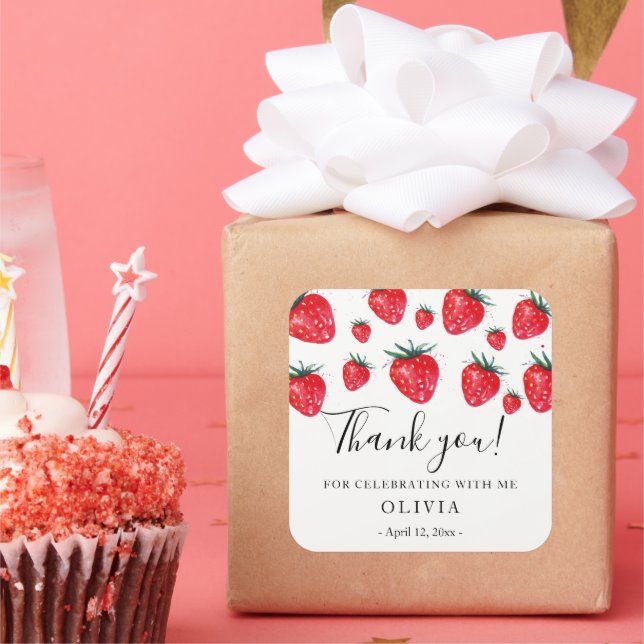 Adesivo Quadrado Morangos Caramelo (Festa)